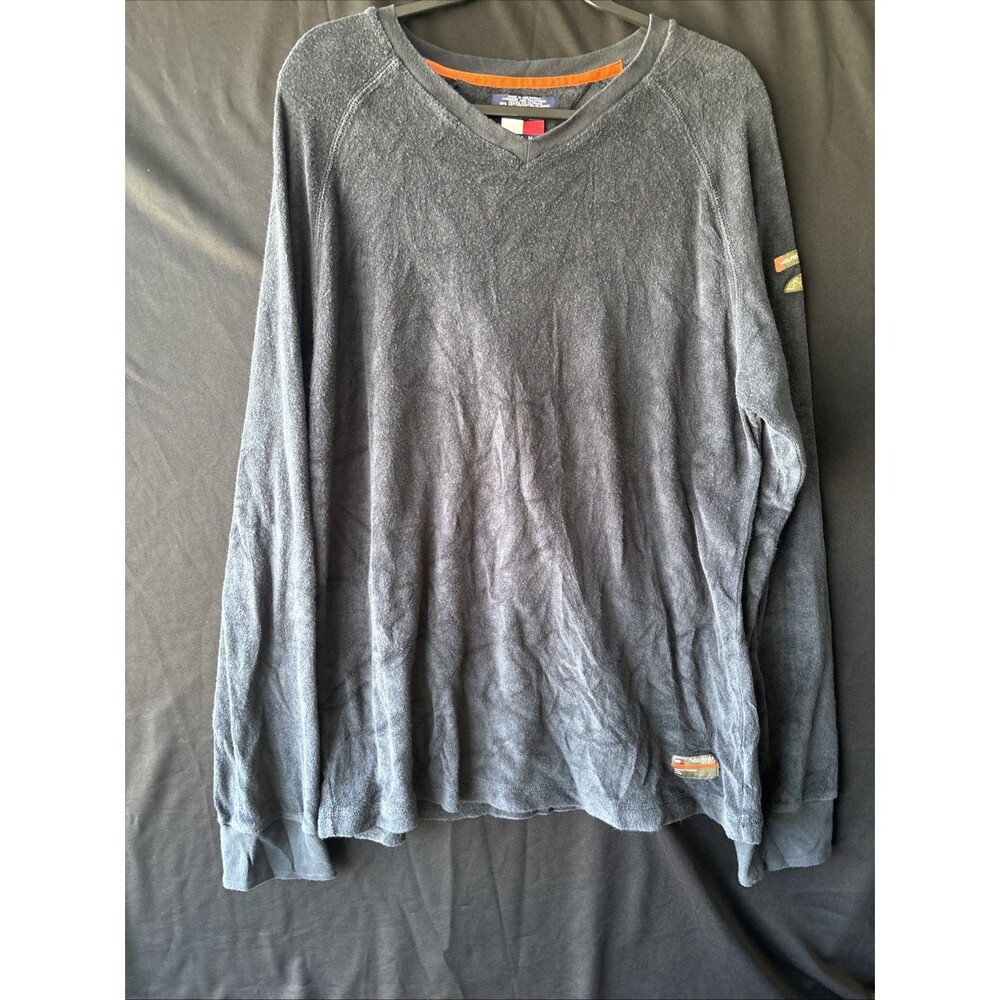 Y2K Tommy Hilfiger Fleece Pullover Navy Men’s 2XL Logos Patches